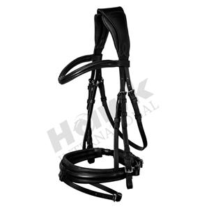 Brida de caballo de cuero negro de último diseño al por mayor con banda duradera para las cejas levantadas, banda para la nariz, nuevas características, brida Snafle - Product Image 1