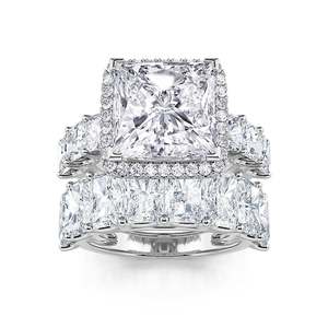 Jeulia Vintage Radiant Cut Moissanite <b>Wedding</b> <b>Ring</b> <b>Set</b> in Sterling Silver <b>for</b> <b>Women</b> - Product Image 2