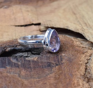 Corte púrpura amatista 925 plata esterlina forma de pera anillo de piedras preciosas naturales hecho a mano febrero piedra natal regalo de Navidad - Product Image 3