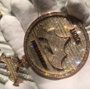 Pendentif lettre cercle personnalisé de luxe VVS Moissanite diamant Plaqué or 18 carats Pendentif lettres Hip Hop Bijoux de mode - Product Image 2