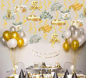 Oro dinero colgando remolinos decoraciones billete de <span class=keywords><strong>dólar</strong></span> <span class=keywords><strong>moneda</strong></span> símbolo techo remolinos arroyos decoración niño niñ<span class=keywords><strong>a</strong></span> cumpleaños fiesta suministros - Product Image 4