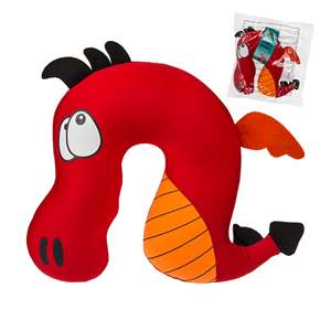 Portable Comic Animal Dragon Neck Pillow Soft <b>Memory</b> <b>Foam</b> Filled Silk Car Travel Pillow with Custom Logo Print - Product Image 1