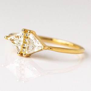 Joyería de moda con ajuste de punta de diseño único de Plata de Ley 925 con piedra de circón, banda de boda chapada en oro romántica para fiestas - Product Image 2