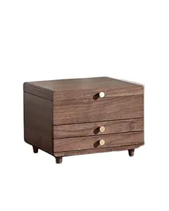 Joyero de madera grande de nogal negro para mujer, caja organizadora de almacenamiento Vintage de madera de 3 capas, collares, regalo de Navidad