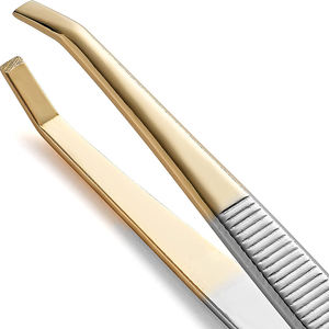 Pinces à épiler de haute qualité, demi-or, à pointe inclinée, en acier métallique, pinces à épiler pour les poils, pinces à épiler pour la beauté - Product Image 3