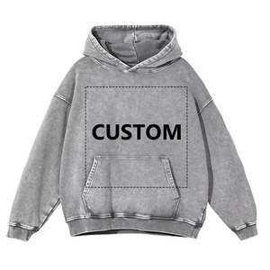 Sweat-shirt à capuche en coton 380G pour hommes personnalisé, pullover à motif imprimé DTG sportif délavé pour l'automne/hiver - Product Image 5