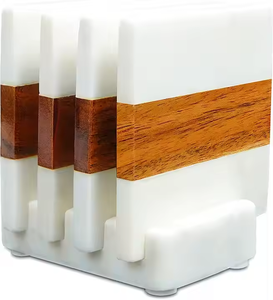 Posavasos de madera y mármol de diseño de borde redondo ecológico clásico de alta demanda 4 pulgadas hecho a mano decoración del hogar de alta calidad - Product Image 4