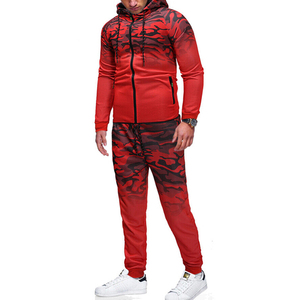 Ensemble de sport 2 pièces à fermeture éclair pour homme, survêtement d'hiver à sublimation avec col à capuche, équipement d'entraînement actif, grande taille - Product Image 4