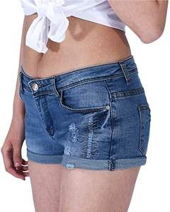 กางเกงขาสั้นผ้ายีนส์เอวสูงสำหรับผู้หญิงกางเกงขาสั้นผ้ายีนส์เอวสูงยกก้นขนาดใหญ่พิเศษสำหรับฤดูร้อน - Product Image 2