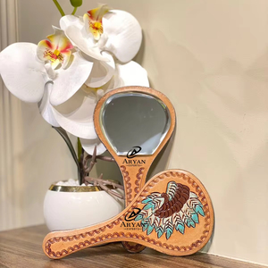Genuino personalizado Floral hecho a mano Tooled estampado en relieve cuero maquillaje espejos Western Rodeo elegante dama de honor regalos especiales - Product Image 1