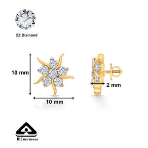 Petite Bloom Geometric Stud <b>Earrings</b> for Women-Rose Gold White Gold or Gold Plated with Diamond <b>Moissanite</b> or Pearl - Product Image 5