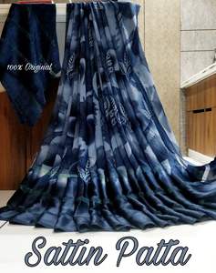 Blusa de satén suave sin mangas, corte Saree =6.3 con blusa, disponible en stock. - Product Image 3