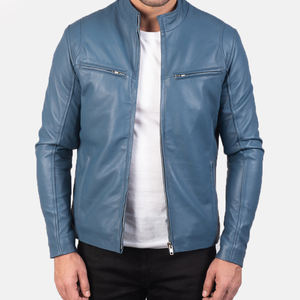 Chaqueta de cuero delgada de calidad superior para hombre estilo de invierno con estampado de soplo y cierre de cremallera Chaquetas Chaqueta para hombre - Product Image 5