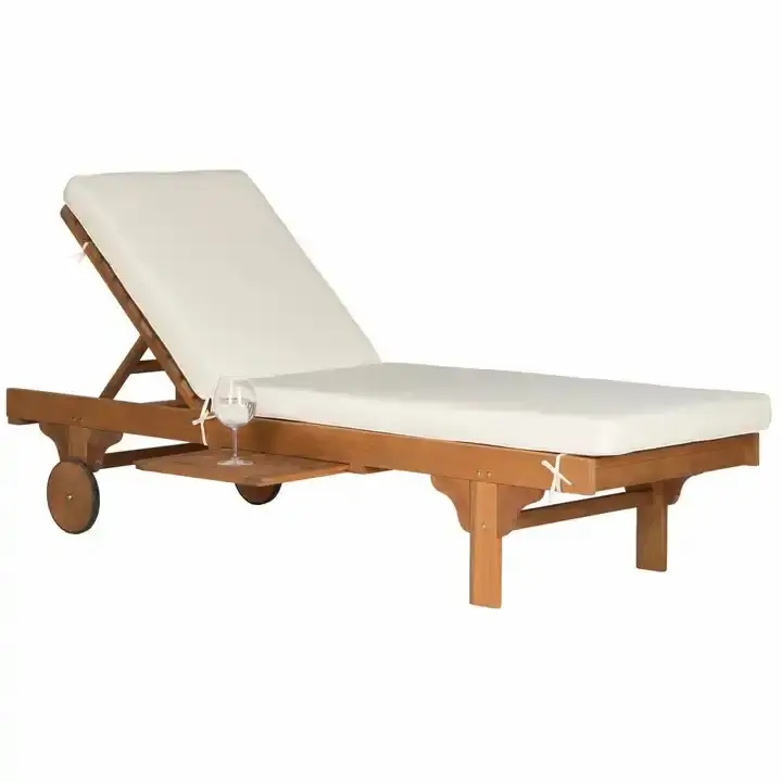 태양 안락 의자 솔리드 티크 우드 사이드 풀 안락 의자 야외 가구 대량 제품 쿠션