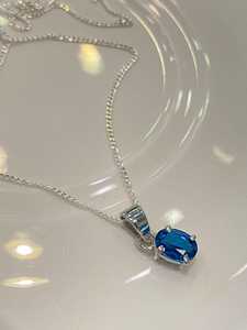 Collar con colgante de plata de ley 925 de Topacio Azul de Londres con lujosa caja de regalo de boda de oro estilo clásico para la novia del Día de la madre - Product Image 2