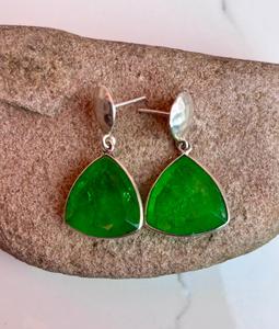 Boucle d'oreille en argent sterling 925 péridot faite à la main Belle boucle d'oreille pour femme Belle boucle d'oreille en pierre verte. - Product Image 4