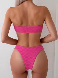2022 gros gros maillots De Bain personnalisés brésilien fendu Sexy Bikini Femme Maillot De Bain Micro couleur unie - Product Image 4