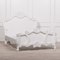 Lit sculpté Cherub Rose en bois d'acajou de haute qualité, couleur blanche, pour mobilier de chambre.