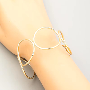 2025 conception originale large laiton électrolytique véritable or irrégulier plissé ouvert Bracelet bijoux personnalisés par HF artisanat - Product Image 2