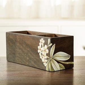 Wooden Cutlery Box Enamel Printed Cutlery Box Kitchen <b>spoon</b> fork holder Dining <b>Table</b> Wooden Cutlery stand flatware stand - Product Image 2