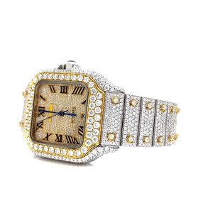 Reloj de acero inoxidable con diamantes Moissainaite de lujo, reloj de diamantes Hip-Hop, hecho a mano, reloj de diamantes con movimiento automático - Product Image 2