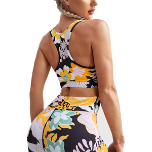 Breathable Custom High Impact Custom Sublimation High Impact Sports Bra Gym <b>Women</b> Floral Print Yoga <b>Leggings</b> Sets - Product Image 5