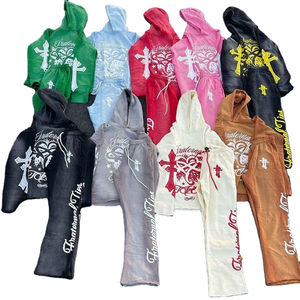 Survêtement évasé lavé à l'acide pour hommes Joggers d'hiver avec sérigraphie Survêtement personnalisé lavé au soleil - Product Image 5