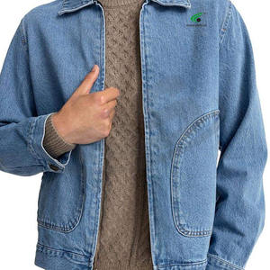 Chaqueta de mezclilla de color sólido personalizada directa de fábrica para hombre chaqueta de mezclilla de invierno de calidad premium con diseño de logotipo - Product Image 3