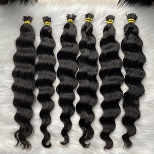 2025 vente en gros de kératine vierge Remy I pointe couleur droite naturelle cuticule brute alignée Extensions de cheveux humains russes - Product Image 6