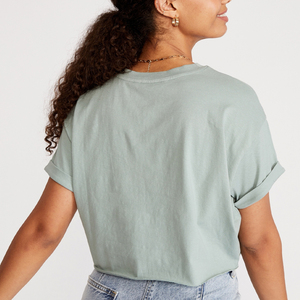 Camiseta extragrande de alta calidad para mujer, Camiseta con estampado personalizado de logotipo de talla grande, estilo informal de ocio, diseño sencillo en blanco para el verano - Product Image 4