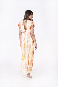 Robe longue pour femme faite à la main taille haute avec motif floral tie dye pour vacances plage soirée événements d'été - Product Image 4