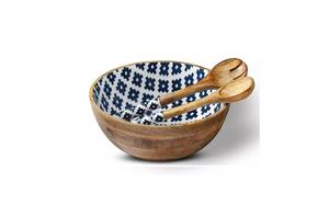 Servidores de ensalada de madera Precio razonable Top Ensaladera hecha de madera con cuenco de color personalizado para usos domésticos y hoteles a bajo precio - Product Image 3