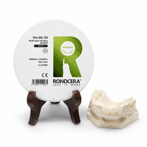 บล็อกเซอร์โคเนีย Rondcera Pro-ML 5D คุณภาพสูงสำหรับงานทันตกรรม มีความละลายในสารเคมีต่ำ <100 ไมโครกรัม/ตารางเซนติเมตร มาตรฐาน ISO 13485 สำหรับงานทันตกรรม - Product Image 2