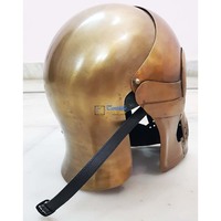 Casco Barbuta de Hierro de Imitación Antiguo Coleccionable, Armadura Hecha a Mano con Diseño Medieval para Halloween