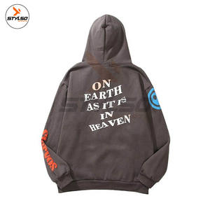 Sweats à capuche de haute qualité pour hommes Pull-over chaud en coton Impression et broderie personnalisées Vêtements teints en couleur unie pour l'hiver Vente en gros - Product Image 4