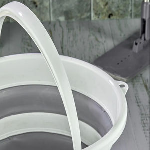 Seau pliable avec poignée 12.8 litres 3.3 gallons seau pliable gris et blanc pour la pêche en plein air nettoyage à la maison - Product Image 3