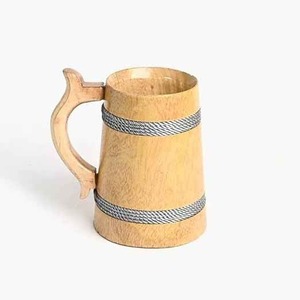 Chope en bois faite à la main pour l'alcool de qualité supérieure servant une tasse à café avec couvercle étanche et isolation sous vide - Product Image 3