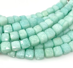 Wholesale Bulk 8\" Peruvian Amazonite Gemstone Beads <b>3D</b> Cube Box 7-8mm Jewelry Supplies - Product Image 1