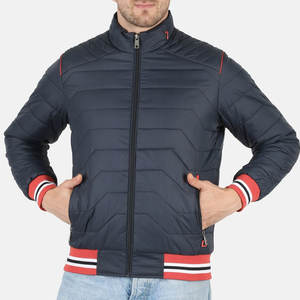 Veste matelassée classique pour hommes avec col montant et logo avant manteau d'hiver léger poche latérale de haute qualité - Product Image 1
