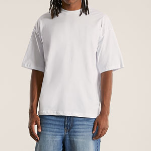 T-shirt personnalisé avec logo pour hommes, poids lourd 100% coton Oversize vierge avec col rond Streetwear imprimé, chemise à épaules tombantes - Product Image 1