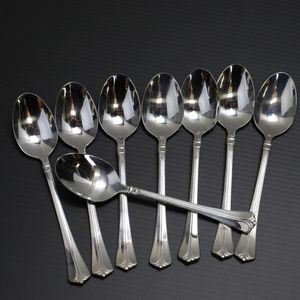 Cuillères à dîner occidentales de haute qualité en acier inoxydable poli miroir plaqué argent à long manche pour les familles - Product Image 1