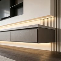 Soporte de TV Flotante Moderno y Minimalista con Luces LED, Centro de Entretenimiento Montado en la Pared, Cajones de Almacenamiento de Alta Capacidad