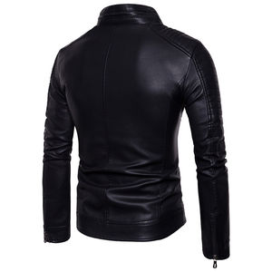 Men 2023 Winter Casual <b>Motorbike</b> Customized Sheep Skin Leather Jacket <b>Stand</b> Collar Eco-Friendly Breathable Waterproof Windproof - Product Image 6