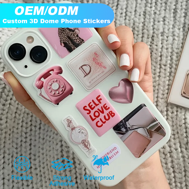 Bubble Free Application Epoxy Sublimation Printed 3D Dome Phone Sticker with Smooth Raised Surface