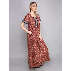 Robe de nuit en coton pour femme Evolve, longue, à imprimé floral, respirante et confortable, décontractée, taille unique, ODM - Product Image 4