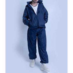 Vente en gros de survêtement coupe-vent surdimensionné bleu avec poche arrière zippée survêtement personnalisé deux pièces pour unisexe - Product Image 2