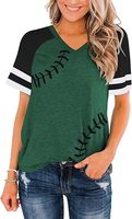 61% Coton 38% Polyester 1% Élasthanne Léger Respirant T-shirt décontracté à manches courtes col en V pour femme avec logo de baseball raglan