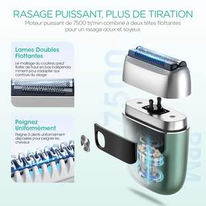 Afeitadora Eléctrica Portátil Mini para Hombre, Recargable por USB, Afeitadora de Viaje con Doble Cuchilla Verde para Afeitar la Cara y Uso en Autocaravanas - Product Image 2