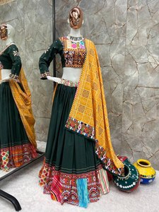 Lancement d'un beau nouveau designer Navratri Special Heavy Rayon Digital Print and Real Mirror Work Lehenga and Choli With Dupatta - Product Image 3