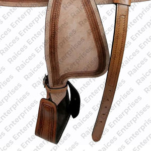Sillín de caballo hecho en fábrica profesional de cuero genuino para carreras, nuevo diseño, sillín de equitación de cuero genuino 100% - Product Image 4